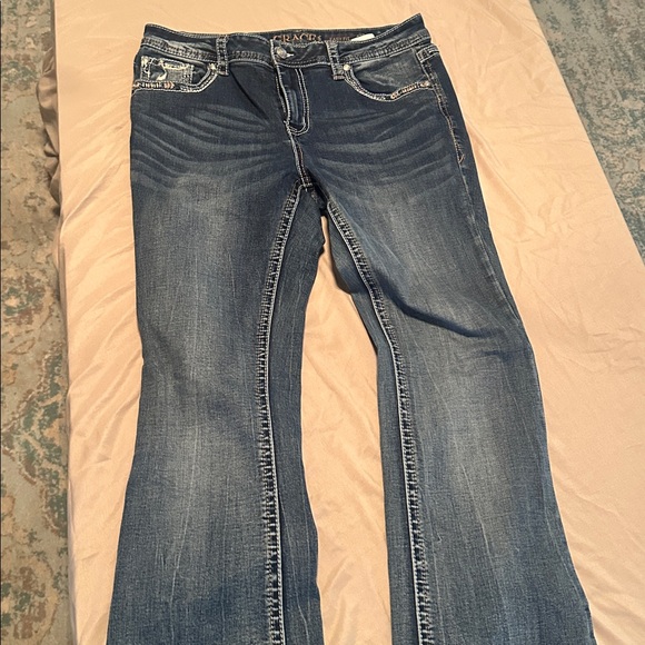 Grace Women's Boot Cut Jeans - Blue with White Accents - Picture 3 of 3